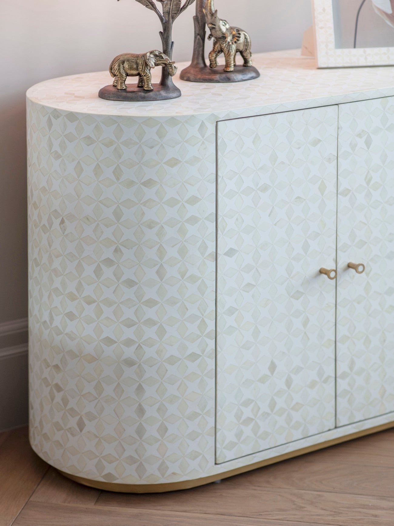 Aspen White Bone Inlay & Gold Sideboard | Small